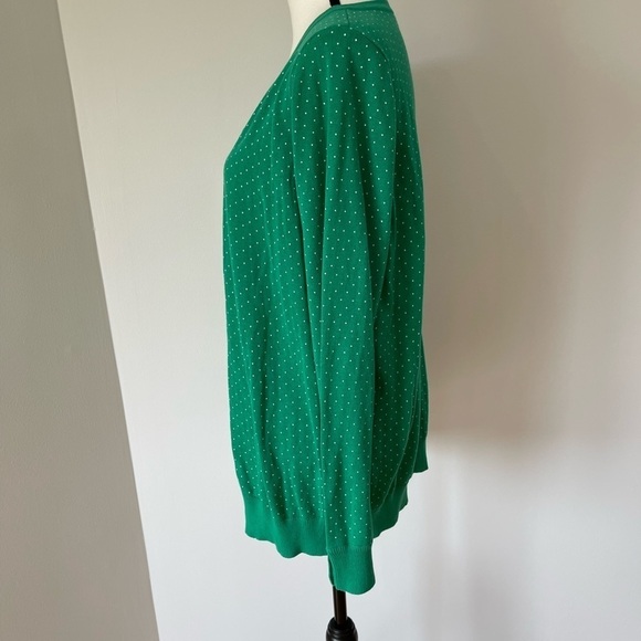 Woman Within size medium green cardigan with small polka dots NWT office work - Picture 4 of 13